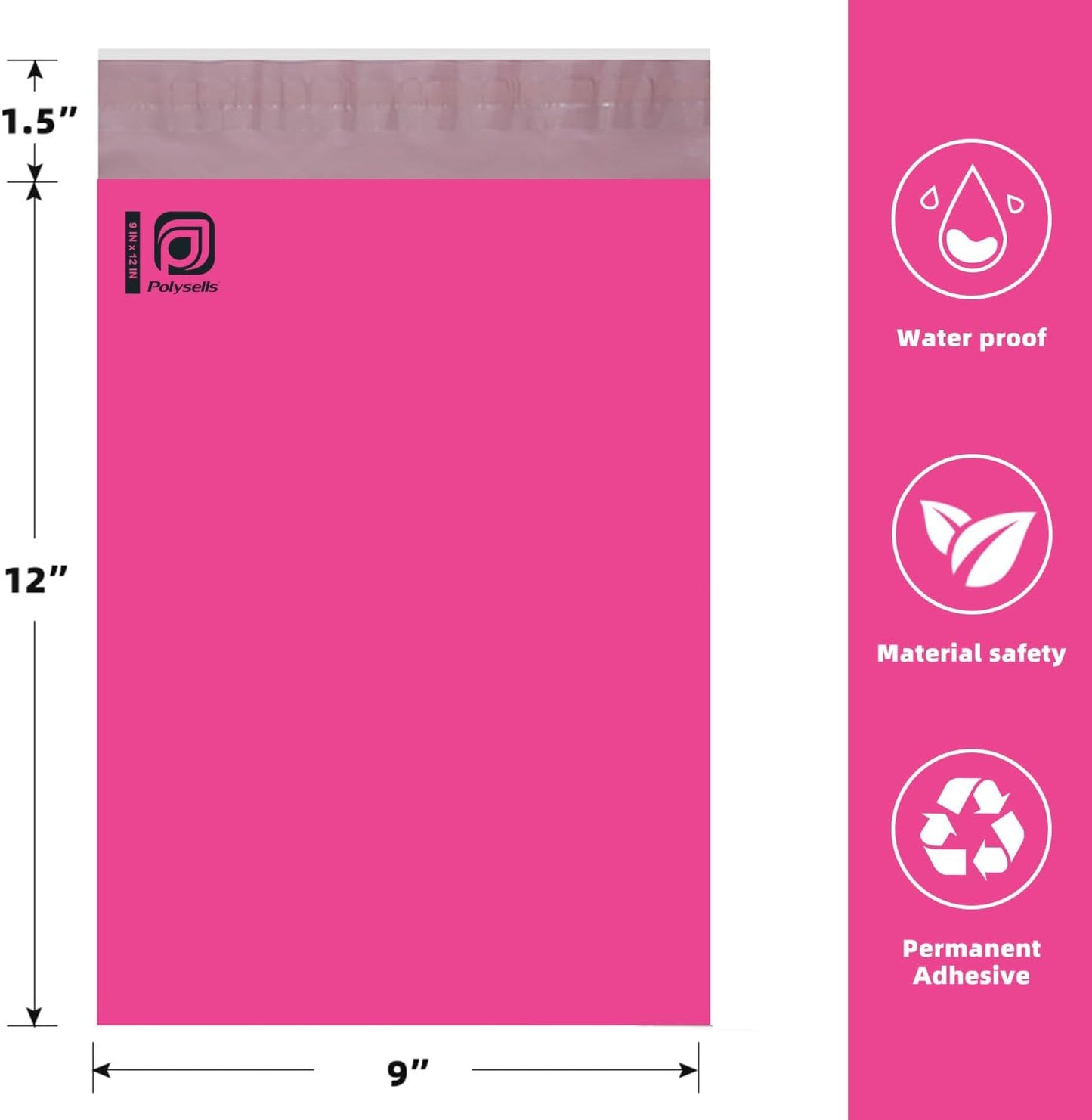 POLYSELLS 100 pcs 7.5x10.5 Inches Pink Poly Mailers Shipping Envelopes, Strong Adhesive Sealing, Waterproof, and Tear-resistant Postal Mailing Bags for Clothing, Books, and Accessories