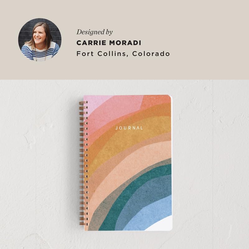 Minted Rainbow Collage Notebook, Writing Journal for Notes & Journaling, Durable Acrylic Free Cover, Modern, Colorful & Simple Spiral Bound Journal Notebook with 80 Lined Pages, 5.5" x 8.5"