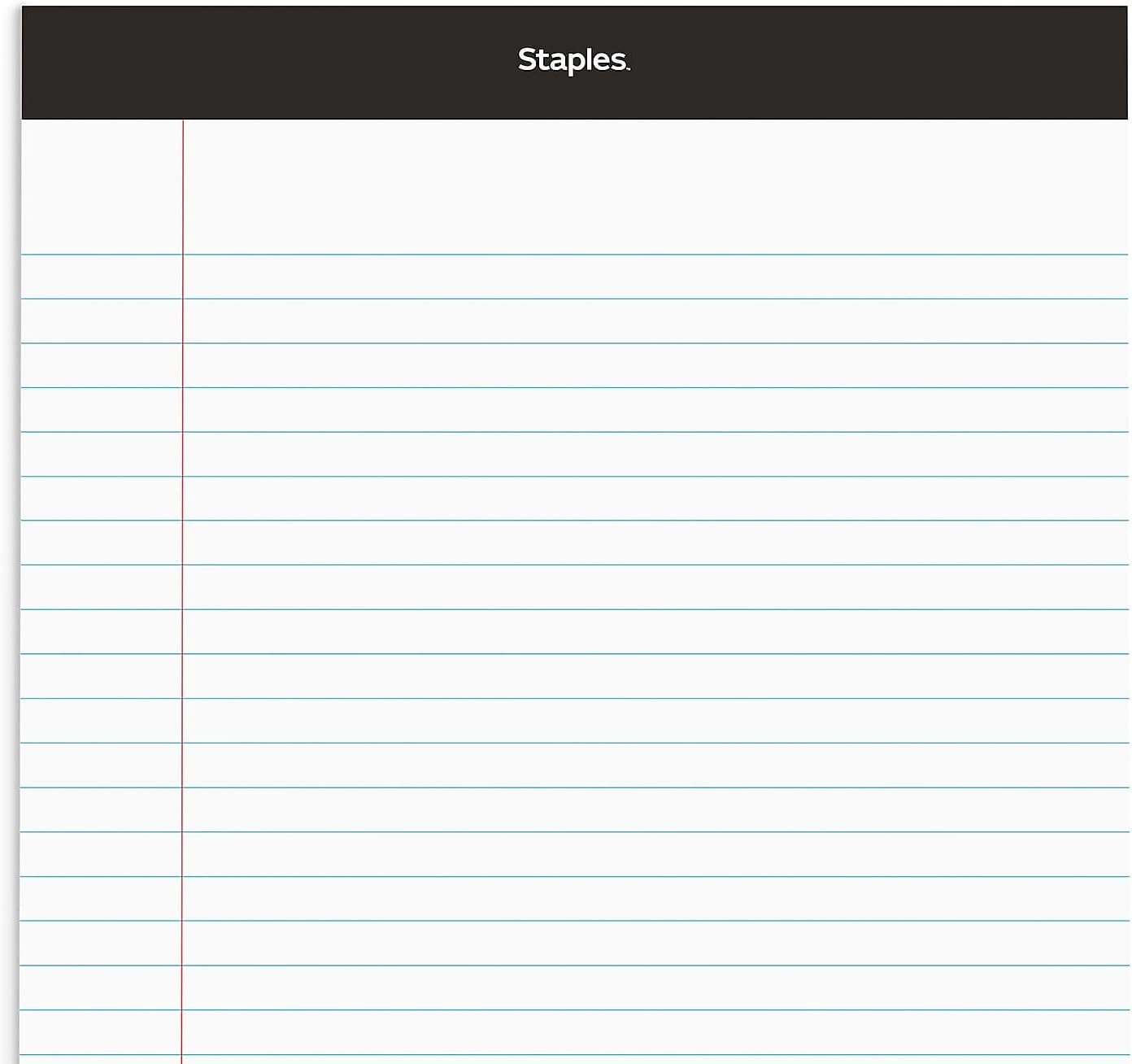 Staples TRU RED Notepads, 8.5 x 11.75 Inch, Wide Ruled Legal Pads, Writing Pad for Home, Office, School, 12-Pack, White