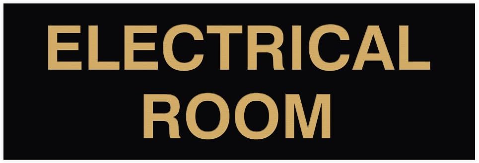 All Quality Basic Electrical Room Door/Wall Sign | Durable Construction | Building Safety - Black/Gold - Small (1 Pack)