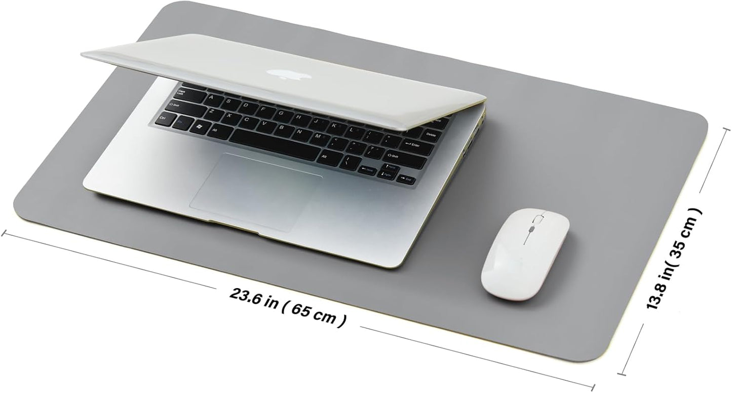 Leather Desk Mat - Small Non-Slip PU Desk Pad for Office and Home - Desk Organization and Accessories - Ideal for Large Mouse Pad and Small Desk Mats on Top of Desks (Dark Gray,23.6"x 13.8")