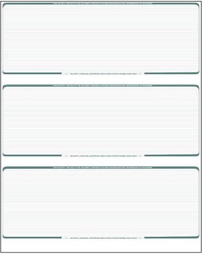 Business Voucher Check Stock - Computer Laser Checks - 3 Checks Per Page, 1000 Sheets/3000 Checks, Green Pinstripe