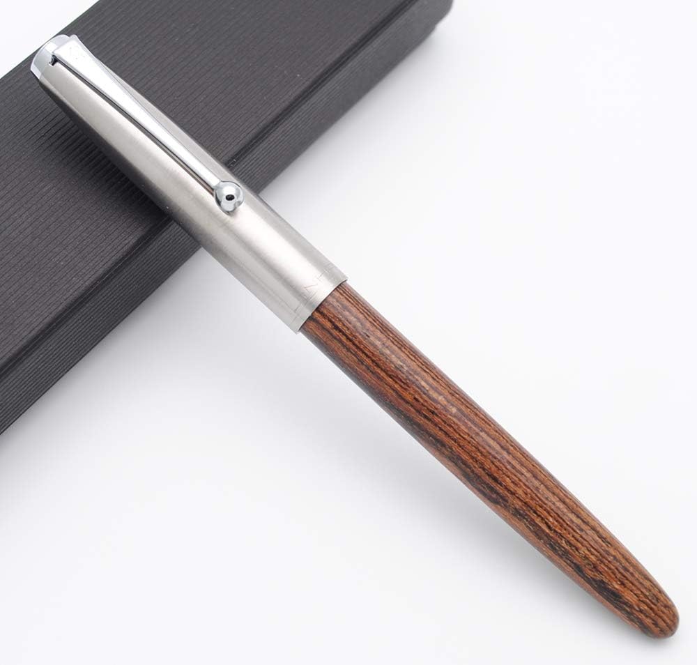 JINHAO 51A Wooden Fountain Pen Steel Cap (Tiger Wood, Extra Fine Nib 0.38mm)