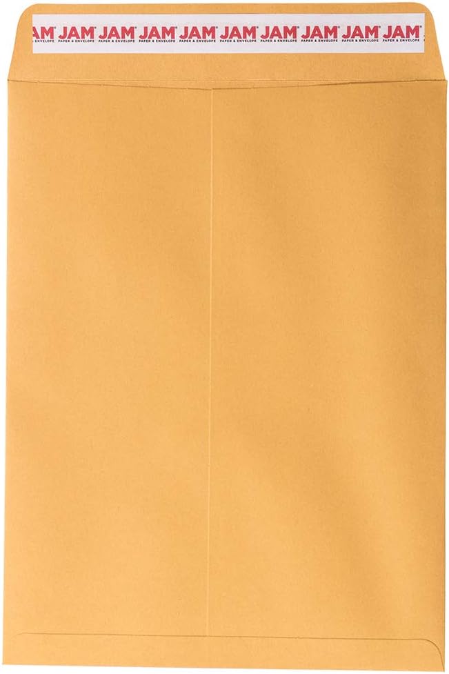 JAM PAPER 9 x 12 Open End Catalog Premium Envelopes with Peel and Seal Closure - Brown Kraft Manila - Bulk 250/Box