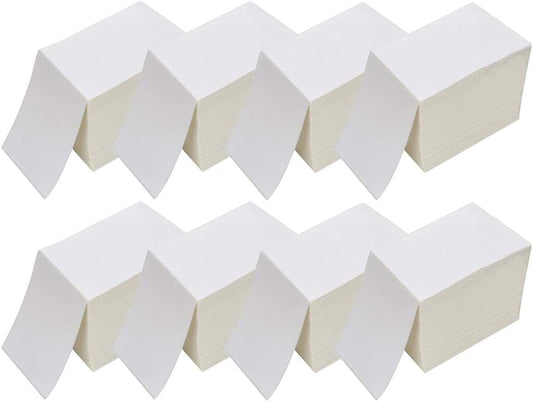 RyhamPaper 4" x 6" Fanfold Direct Thermal Labels - White Shipping Mailing Postage Labels, Perforated, Permanent Adhesive (8 Stacks - 8000 Labels)