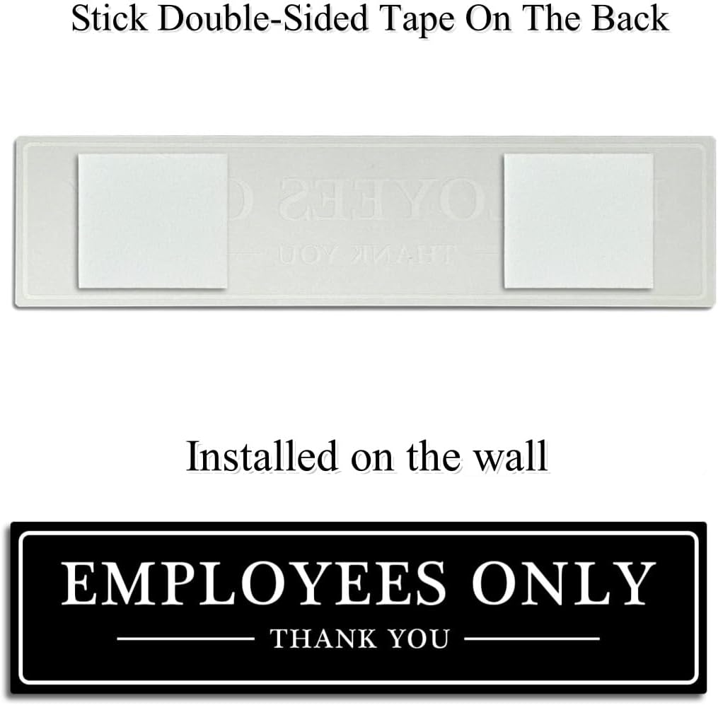SINYUDUN Acrylic Employees Only Sign for Door or Wall, with Double Sided Tape, for Office, Business Door, Store, Restroom (Black, 2.1 x 8 Inch)-1 Pack