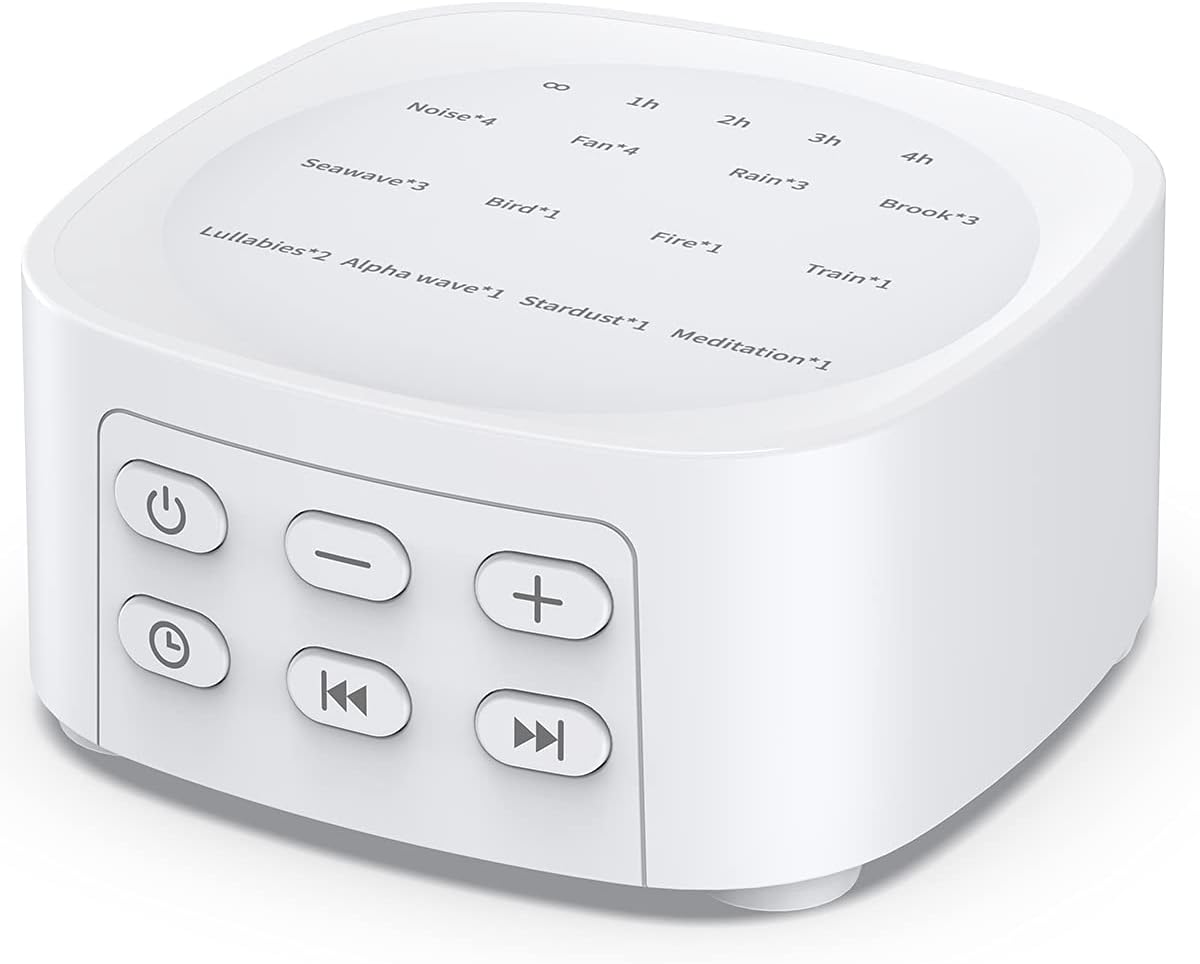 Sleepbox Sleep White Noise Sound Machines with 25 Soothing Sounds 36 Volume Levels 5 Timers Visible Sound Catalog Portable Size Memory Function for Home Office and Travel