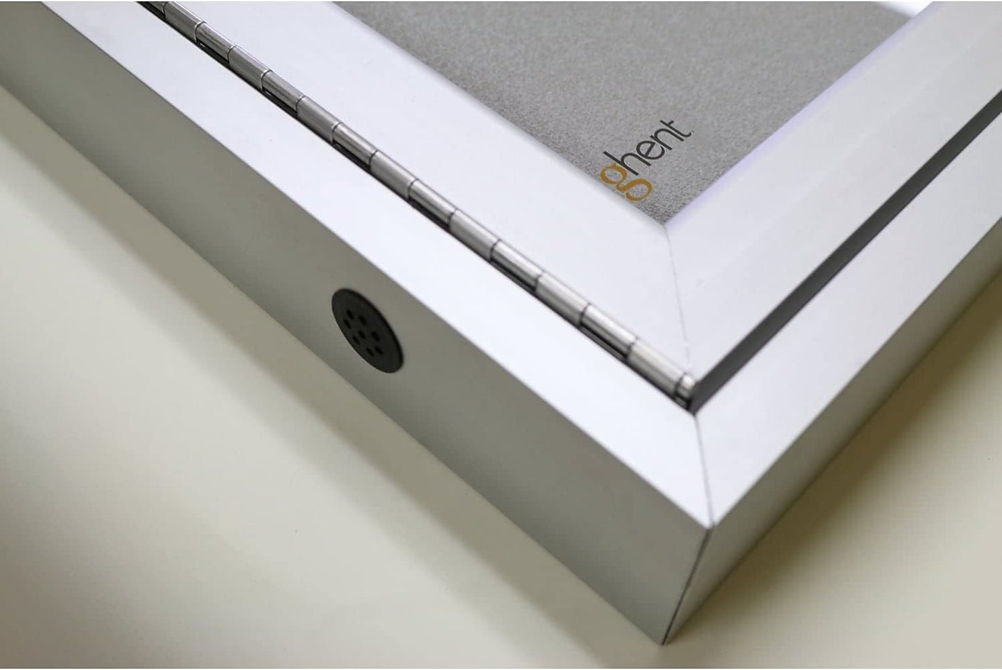 Ghent 36"x24" 1-Door Outdoor Enclosed Vinyl Bulletin Board, Shatter Resistant, with Lock, Satin Aluminum Frame - Silver (PA13624VX-193), Made in The USA