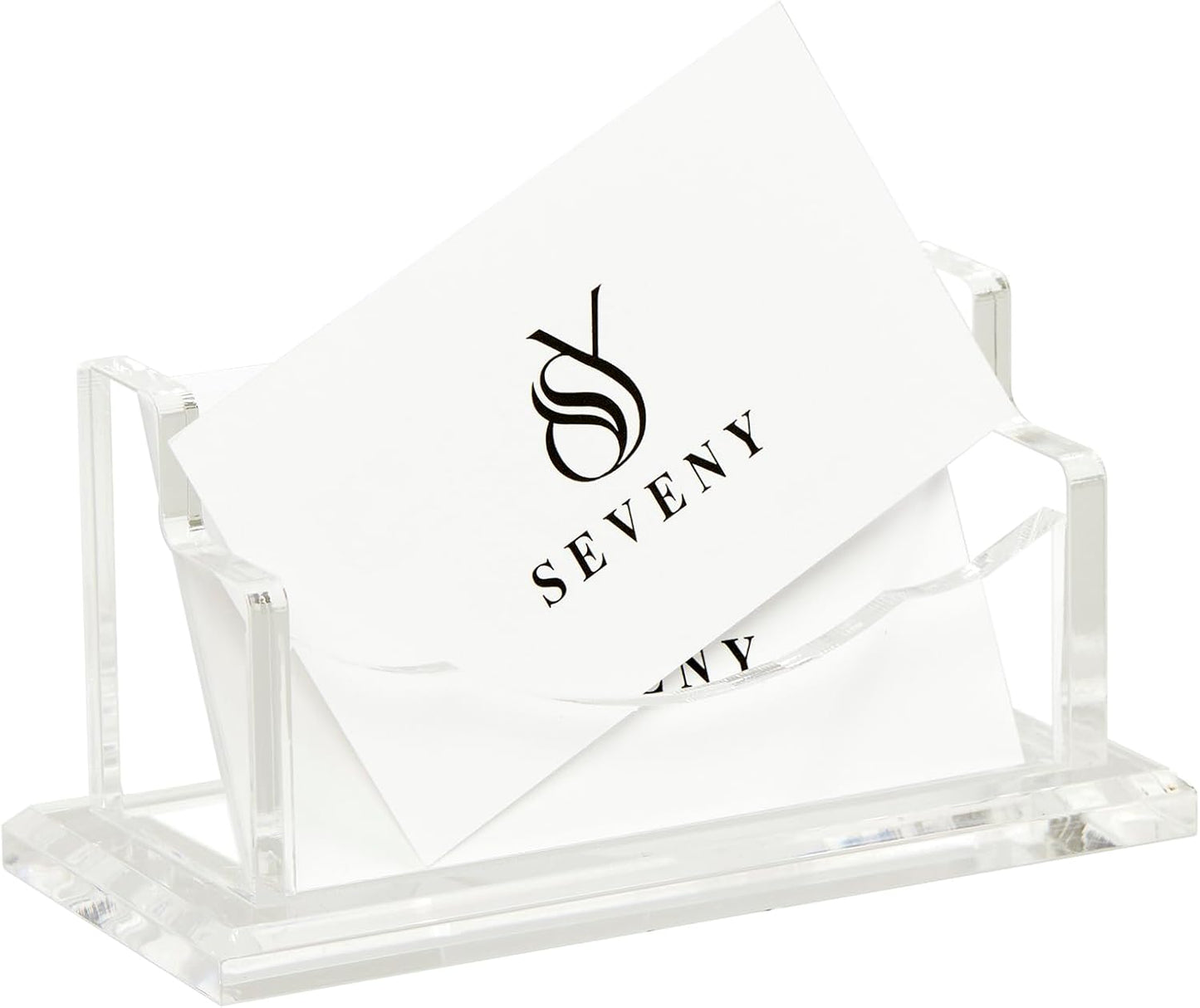 SEVENY Business Card Holder, Clear Acrylic Cards Organizer Stand for Men and Women, Business Cards Case Rack 1 Pack, Holds 60 Cards-1 Slot