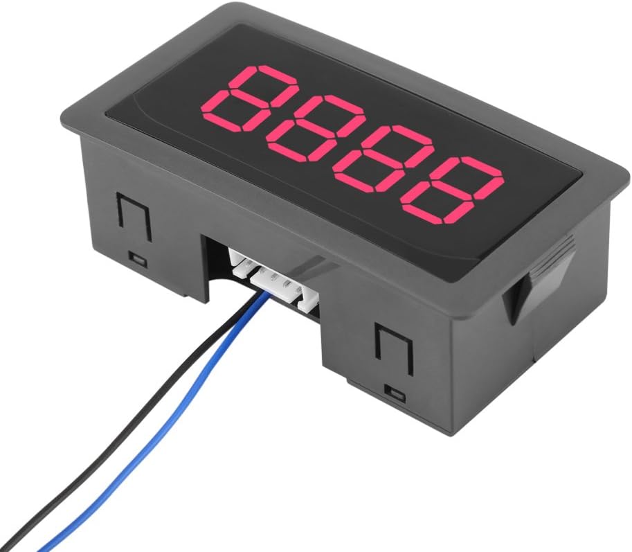 DC 8-24V Digit Counter, 4 Digit LED Digital Display 0-9999 Up/Down Plus/Minus Panel Counter Meter with Cable (Red)