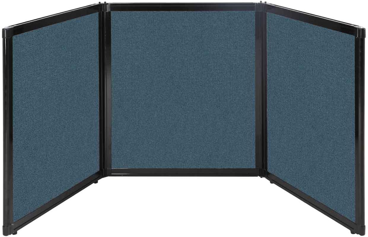 Versare Folding Tabletop Display | 3-Panel Partition | Lightweight Portable Workspace Divider | Caribbean 99" x 36"