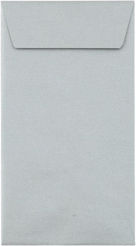 LUXPaper #7 Coin Envelopes | Peel & Press | 3 1/2" x 6 1/2" | Silver Metallic | 80lb. Text | 50 Qty