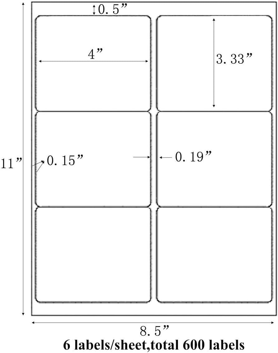 9527 Product 6 up 3-1/3 X 4 Sticker Labels Shipping Address Labels for Laser/Ink Jet Printer,500 Sheets,Total 3000 Labels