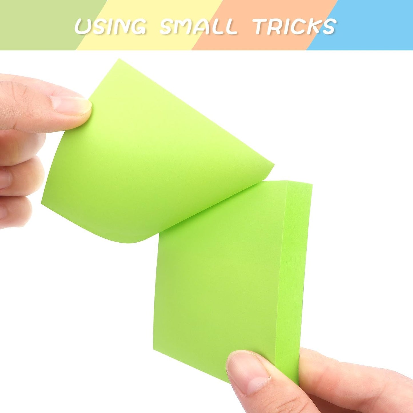 Sticky Notes 3x3 Self-Stick Notes Pads with 6 Bright Colors, Easy to Post for Office, School, Home, 6 Pads/Pack, 100 Sheets/Pad(Green)