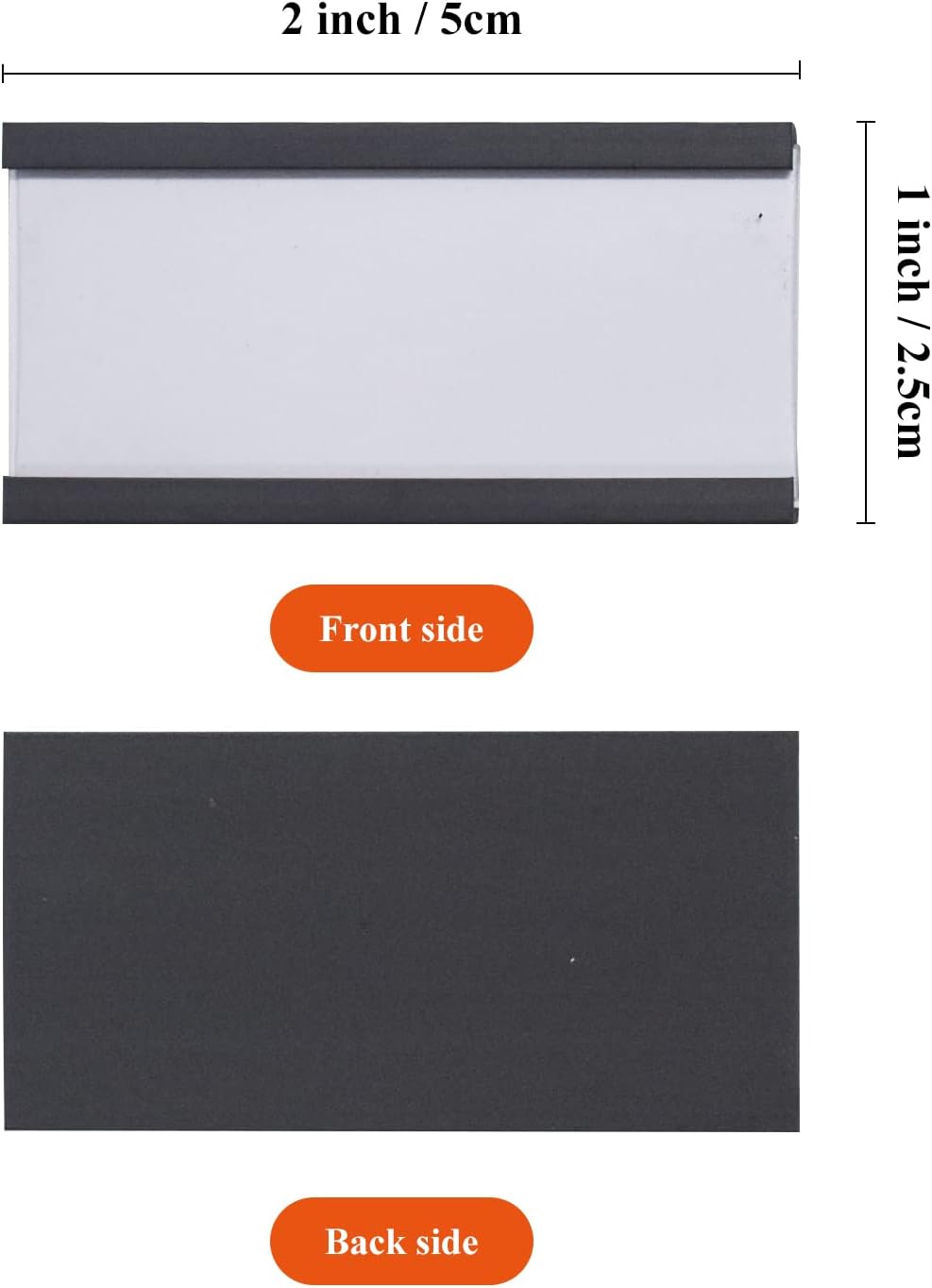 C Channel Magentic Label Holders 1x2 Inch with Paper Inserts and Clear Plastic Protectors,Magnetic Data Card Holders File Cabinet Labels,Pack of 50