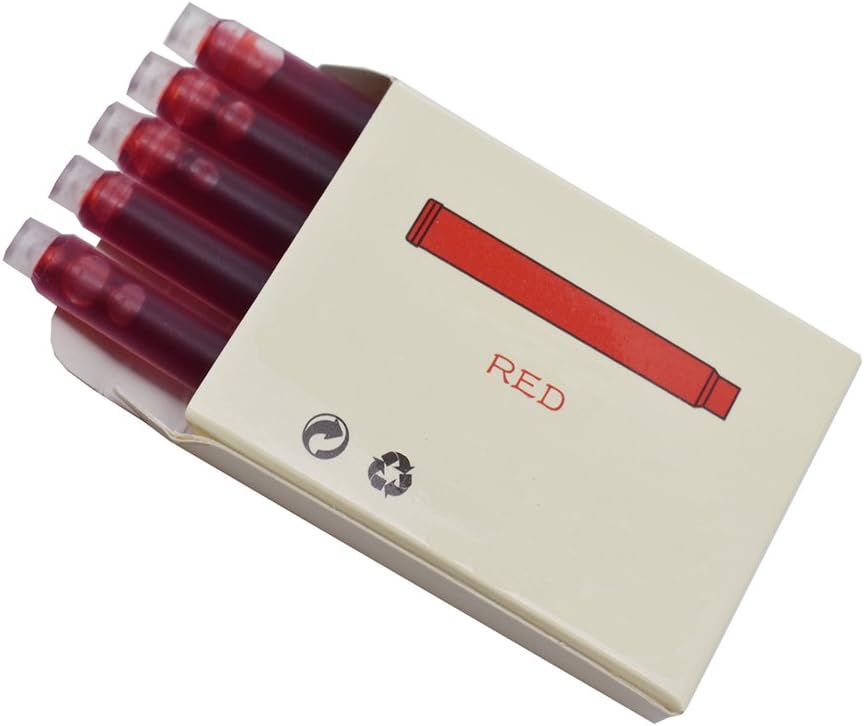 Jinhao Fountain Pen Red Ink Cartridge International Standard 2.6mm Bore Diameter Ink Refill Set of 30 PCS
