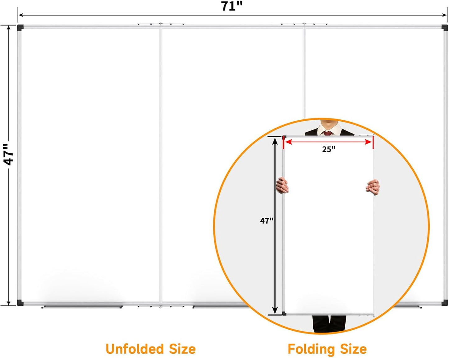 XBoard Magnetic Whiteboard 72 x 48 Inch, 6'x4' Dry Erase Board with Aluminum Frame | Foldable Wall-Mounted Whiteboard for Home Office, Classroom, Conference Room
