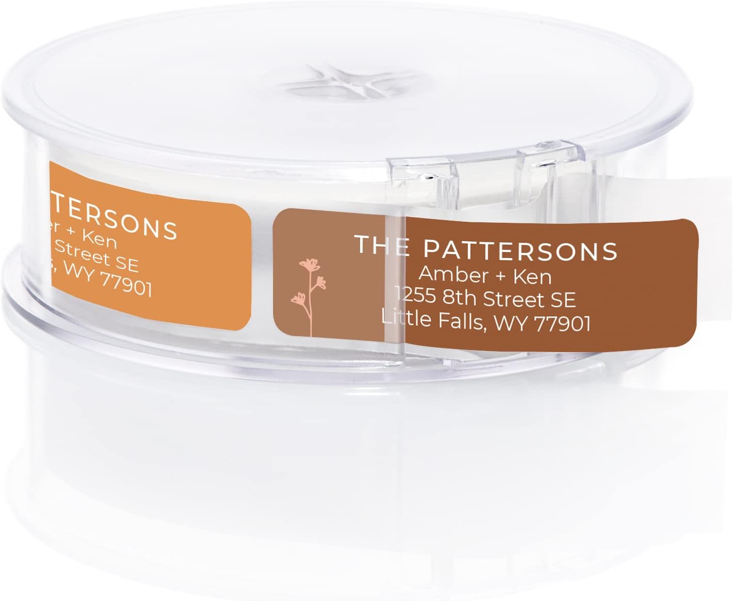 Botanical Flowers Rolled Address Labels/Roll of 500 Alternating Earth Tone Floral Illustrations Personalized Address Labels/Designer Return Address Stickers in Elegant Plastic Dispenser