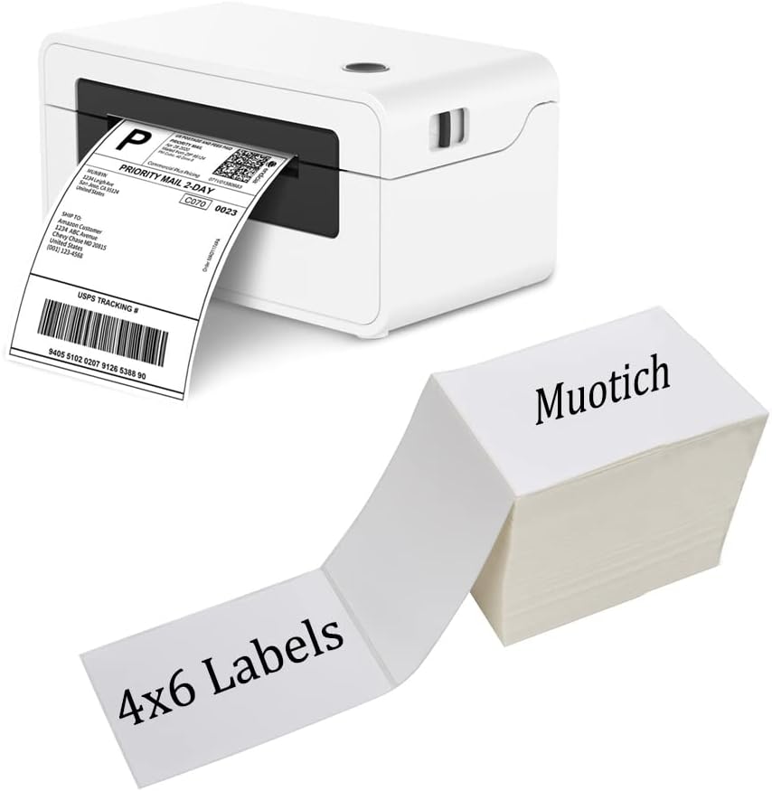 500 Fanfold Direct Thermal Shipping Labels - 4x6, Compatible with Rollo, MUNBYN, iDRPT, Polono, Zebra Thermal Label Printers