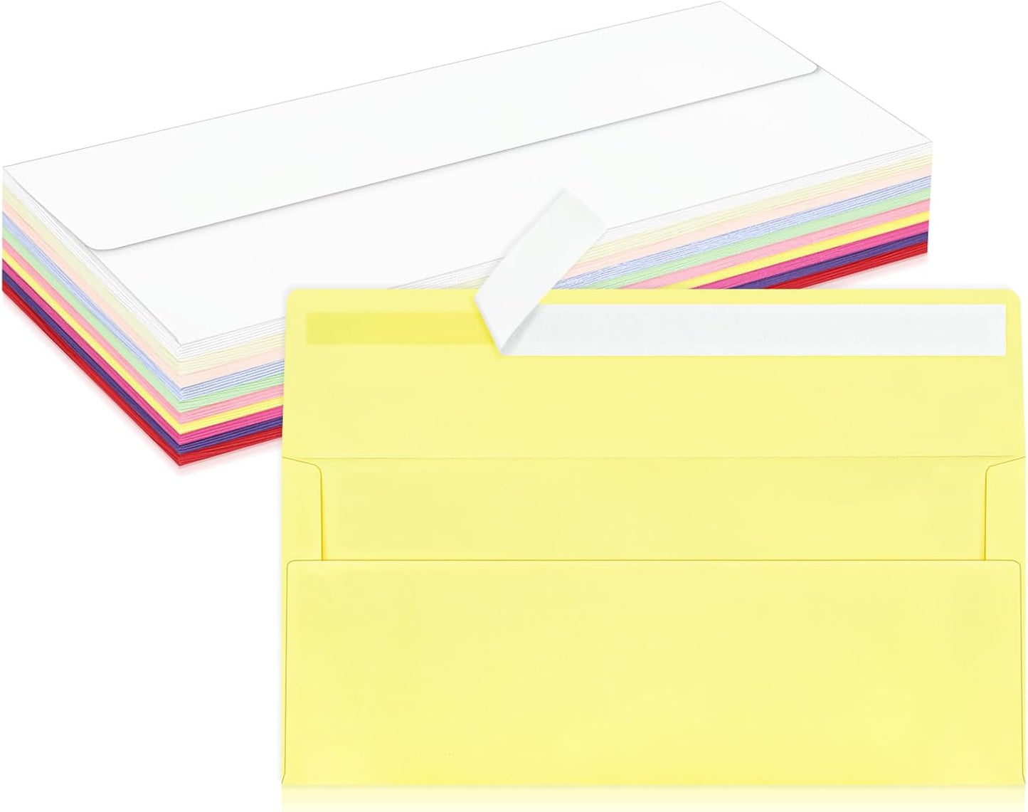 50 Pack Colorful #10 Business Envelopes, Standard Envelopes Self Seal, Letter Size Business Mailing Envelopes for Checks Letters Invoices Birthday Graduation Wedding, 4 1/8 x 9 1/2 Inch