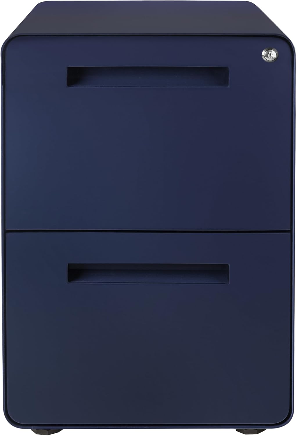 Laura Davidson Furniture Stockpile 2 Drawer Mobile File Cabinet with Lock - Under Desk Metal Filing Cabinet, Legal/Letter File Folders, Wheels and Stationary Feet, Pre-Assembled, Navy Blue