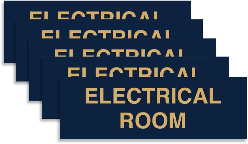 All Quality Basic Electrical Room Sign | Durable Construction | Building Safety - Blue/Gold - Large (5 Pack)