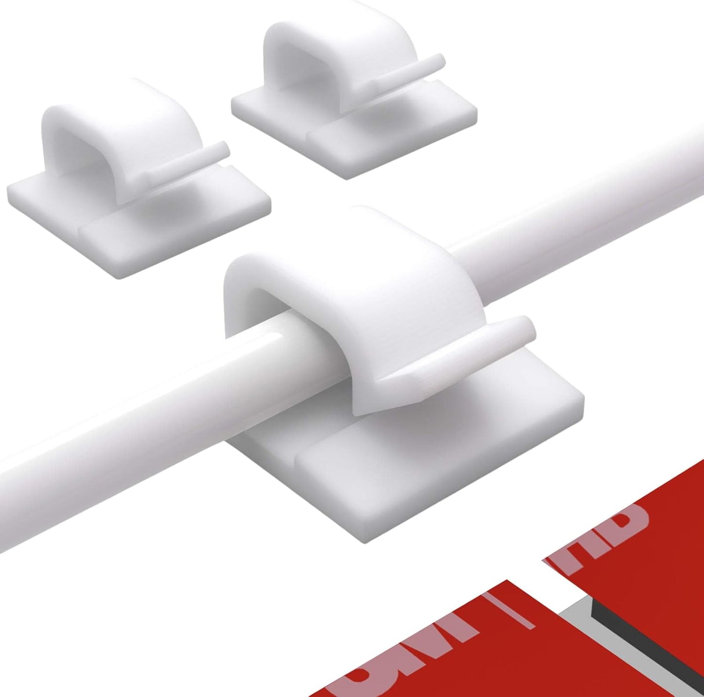 Cable Clips 60pcs with Strong Adhesive Tapes,Wire Holder Organizer Cord Management for Car, Office and Home (White- CC04(60PCS))