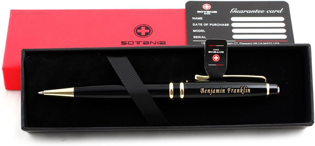 Free Engraving - Personalized Roller Ballpen, Ballpoint pen, Ball pen, Refillable Pens, Retractable Medium Point Black Ink, Custom Gifts for Men, Women, Classy Gift Box