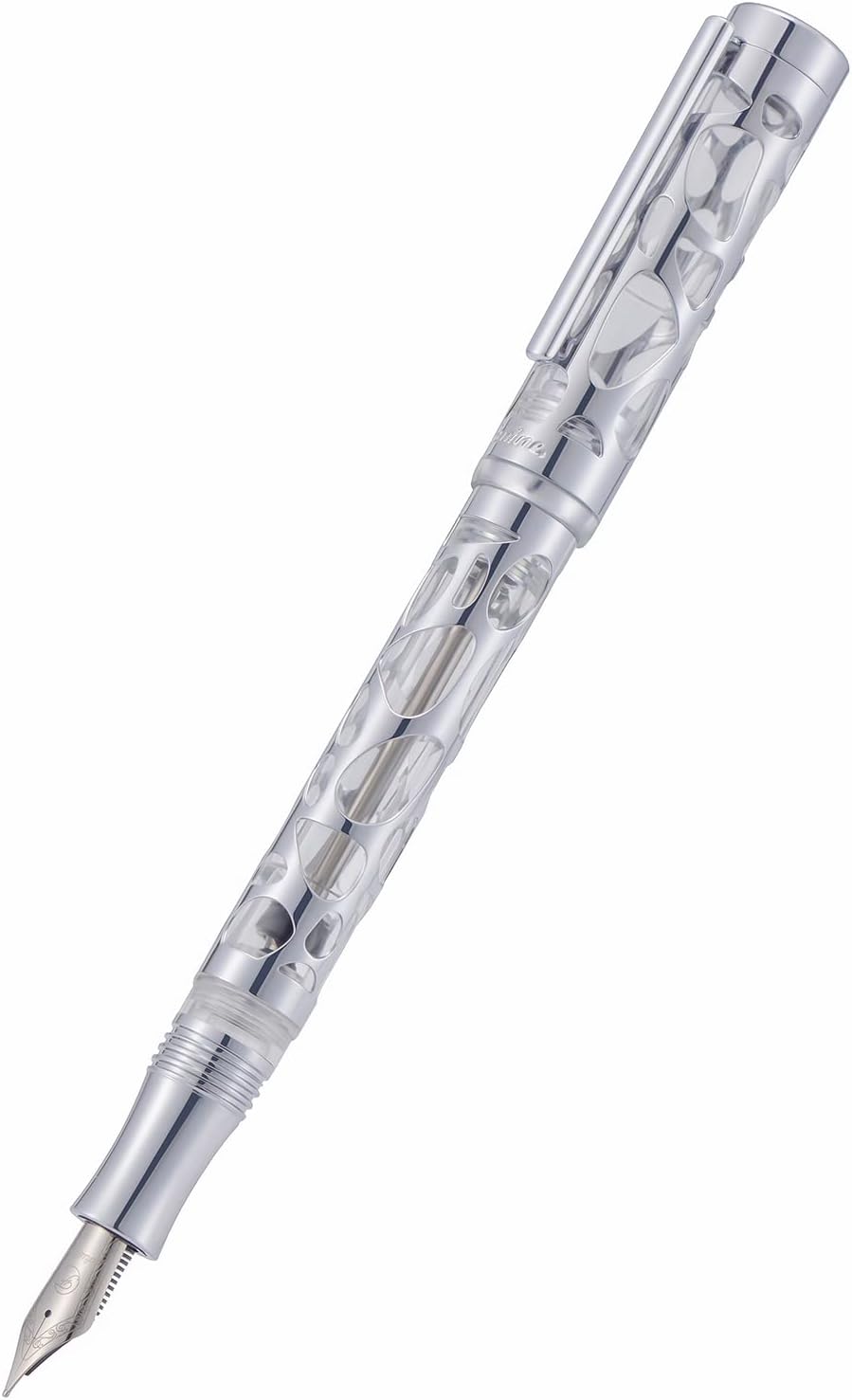 Asvine V169 Vacuum Filling Fountain Pen Medium Nib, Water Drop Skeleton Transparent Clear Acrylic Pen Case Set