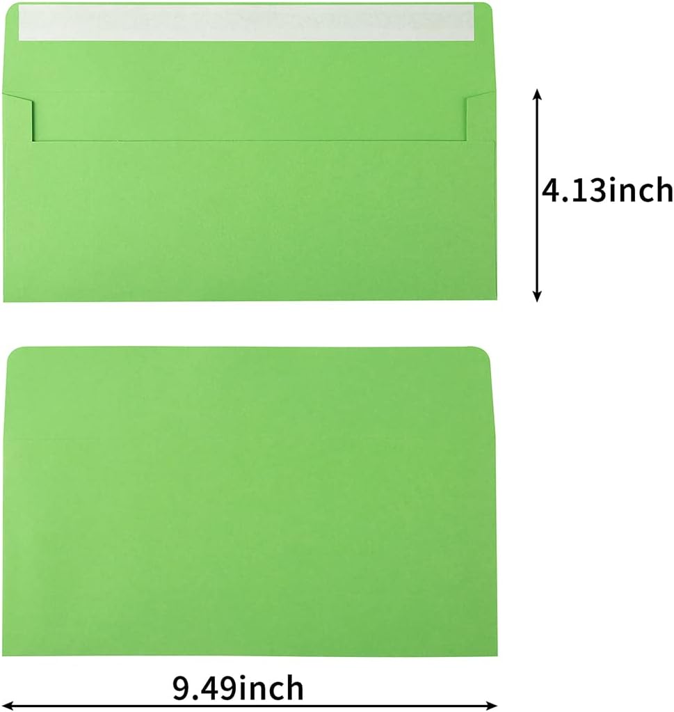 200 Pack Colorful #10 Business Envelopes Self Seal Standard Envelopes for Office Checks, Business, Letter Mailing Invoices, 4.13 x 9.49 Inches (200)
