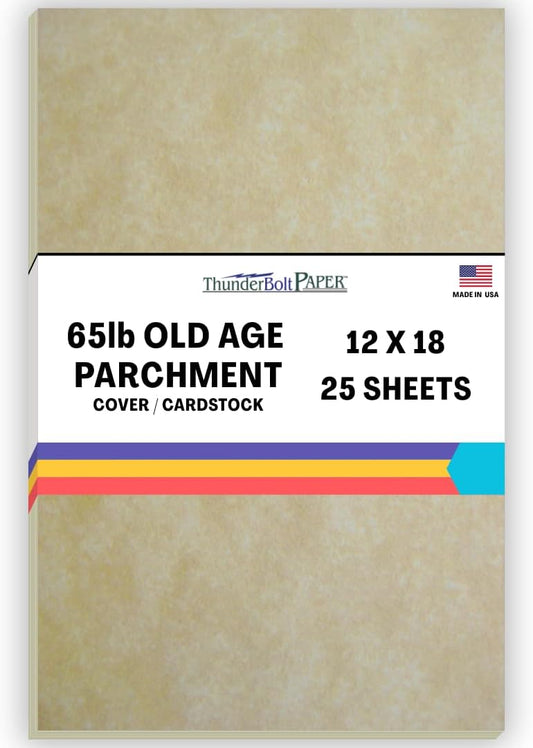 25 Old Age Parchment 65lb Cover Paper Sheets 12 X 18 Inches Cardstock Weight Colored Sheets Large|Poster Size - Printable Old Parchment Look