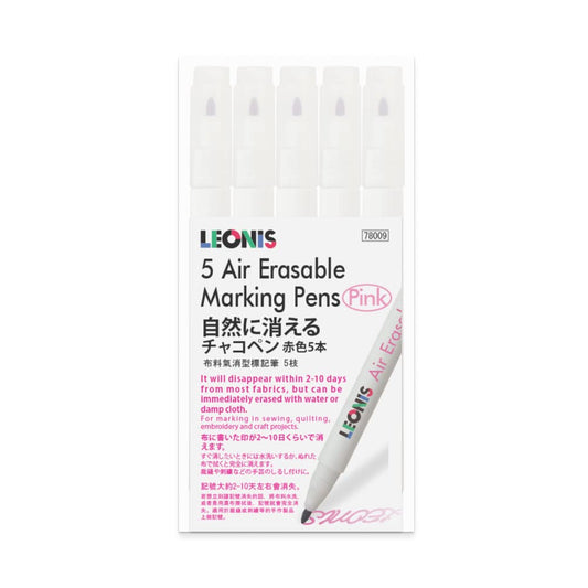 LEONIS Disappearing Ink Fabric Marking Pen Pink 5 Count Pack [ 78009 ]