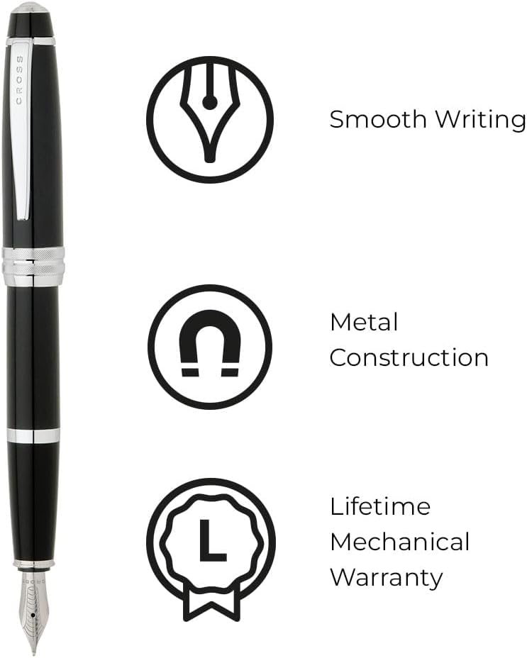 Cross Bailey Refillable Fountain Presented in a Premium Gift Box - Medium Point, Black Ink, Black