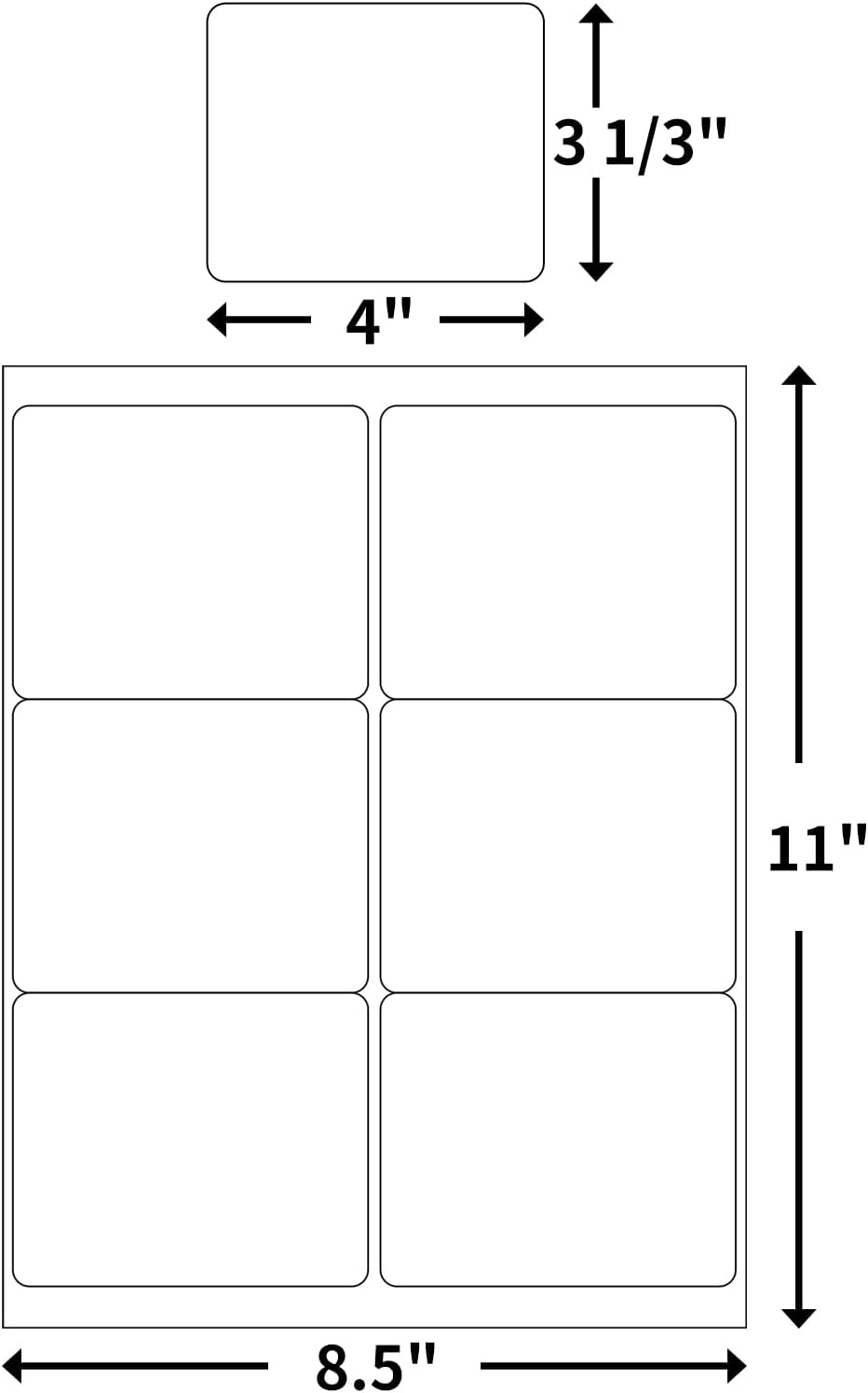 BESTEASY 3-1/3 X 4 Inches Shipping Address Labels, Thermal Sticker Labels, 6 up Self Adhesive Sticker for Laser and Inkjet Printer, 500 Sheets 3000 Labels