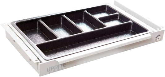 Perfect Posture Max Under Desk Storage Drawer – Large Desk Drawer with Lock for Regular & Sit-Stand Standing Desks, White (19.5” x 9.5”)