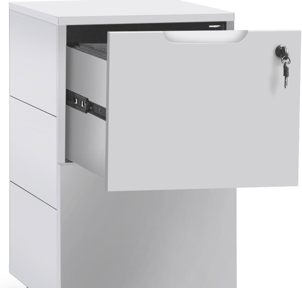 ZURI Hayes Modern 2 Drawer Mobile Legal and Letter Filling Pedestal - White