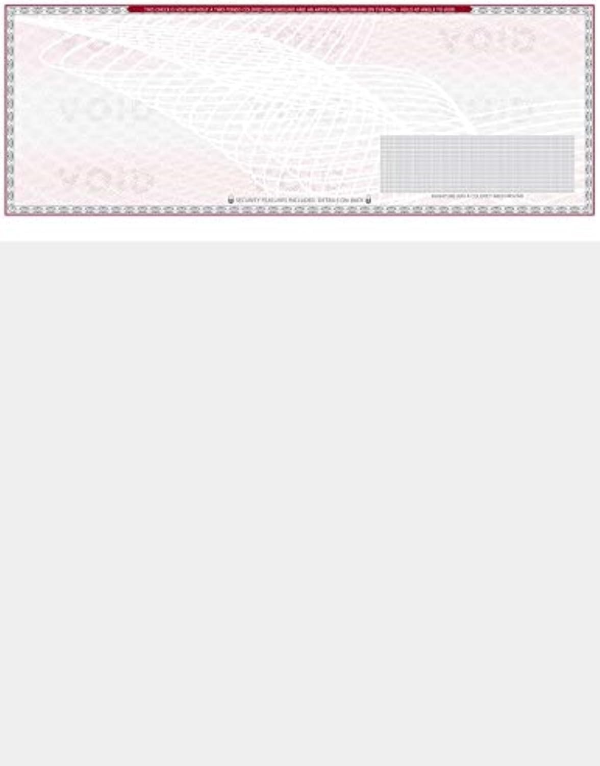 50 Blank Check Stock - Check on Top Art Deco- Paper Weight # 70"High Security" Check Paper Grey/Red Art Deco