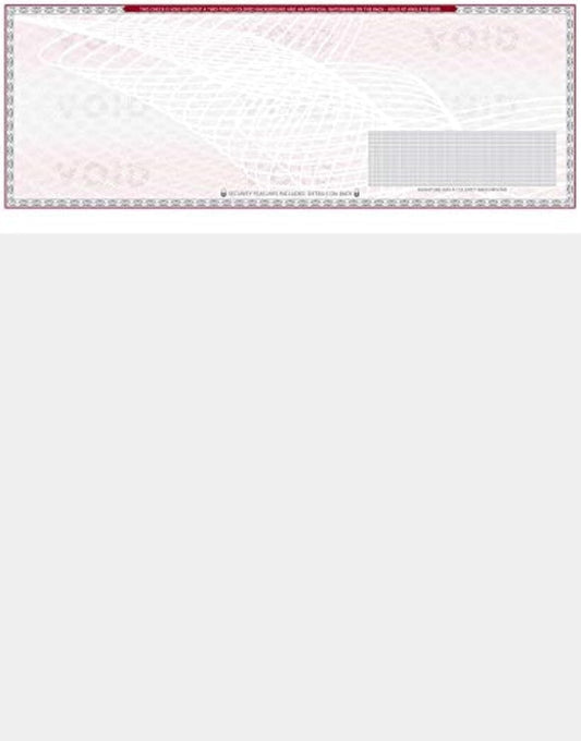 50 Blank Check Stock - Check on Top Art Deco- Paper Weight # 70"High Security" Check Paper Grey/Red Art Deco