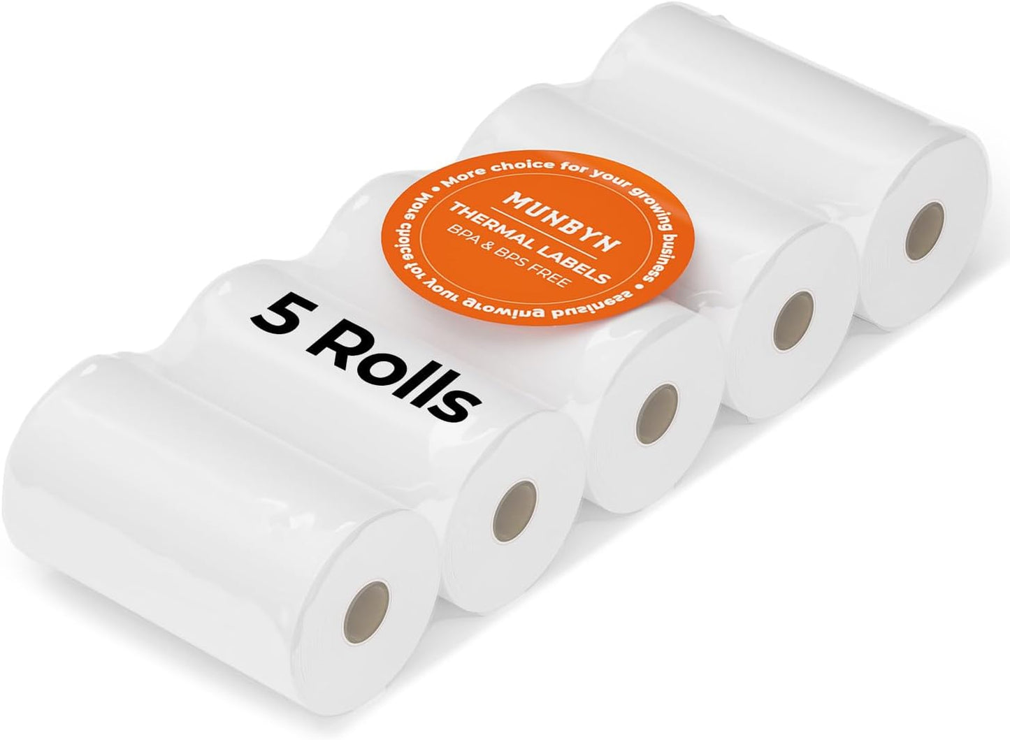 MUNBYN 2 1/4" x 50' Thermal Receipt Paper (5 Rolls), 58mm BPA Free Receipt Paper Fits All 58mm Mini Thermal POS Printer, Square Terminal Credit Card Machines