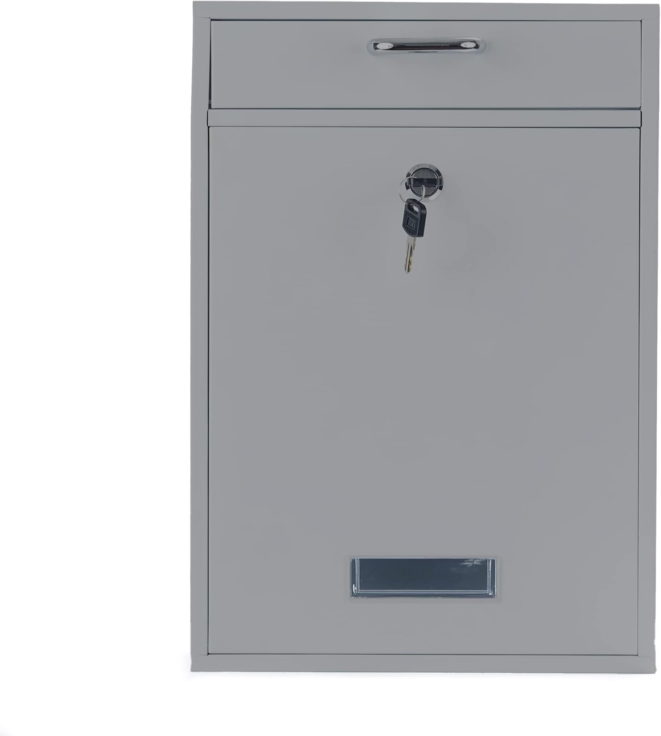 Wall Mounted Locking Vertical Dropbox Mailbox - Safe and Secure (Large) | Made with Galvanized Steel (Light Gray)