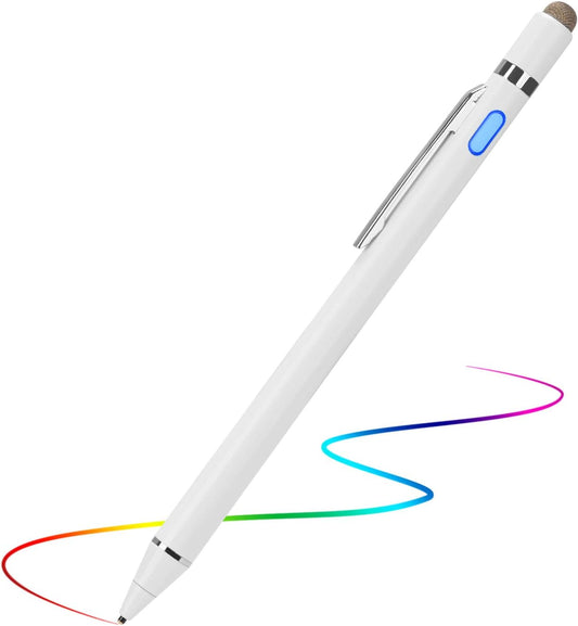 Active Stylus Digital Pen with Ultra Fine Tip Stylus for iPad iPhone Samsung Tablets, Compatible with Apple Pen,Stylus Pen for iPad Pro, White