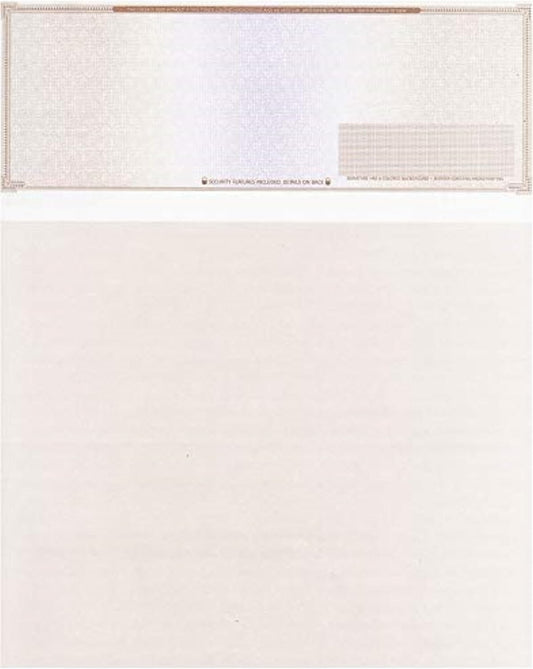 50 High Security Blank Check Stock - Computer Checks For QuickBooks on Top (Brown Mazed) Paper Weight # 70