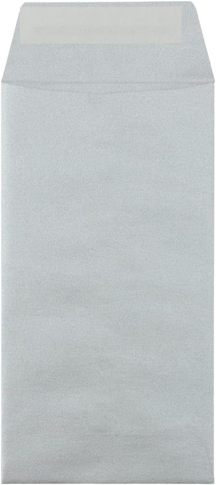 LUXPaper #7 Coin Envelopes | Peel & Press | 3 1/2" x 6 1/2" | Silver Metallic | 80lb. Text | 50 Qty