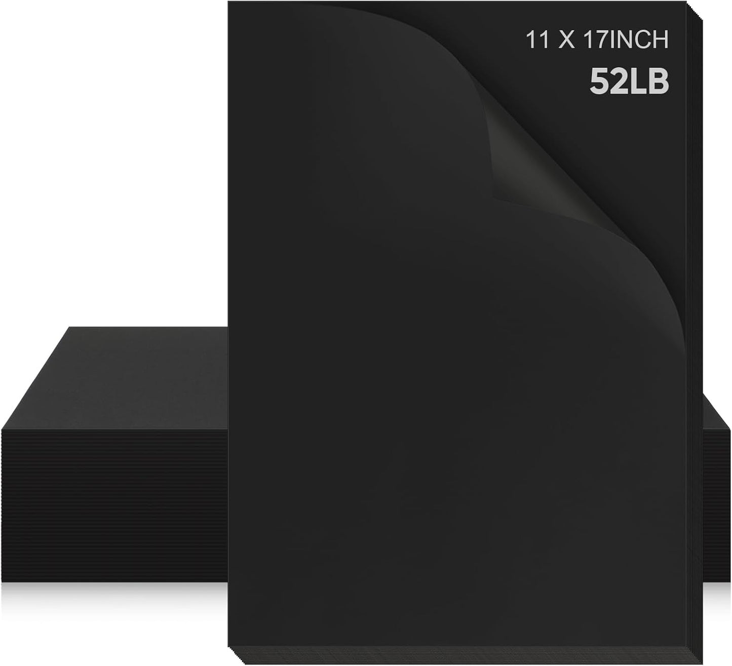 100 Pcs Printer Paper 11 x 17 Inch Copy Paper 52 lb Glossy Paper Heavy Weight Cardstock Tabloid Paper Heavy Card Stock for Presentation Laser Back to School Office Supplies (Black)