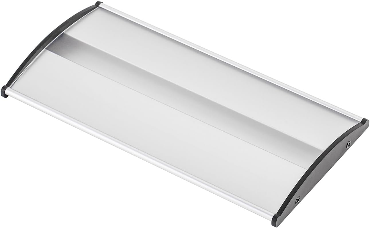 Set of 5 Curved Name Plate Holder 8" x 4" Wall Mount Office Business Door Sign Holder Aluminum Sturdy Office Sign Frame with Adhesive Tape Film for Business Cubicle Custom Display - Silver