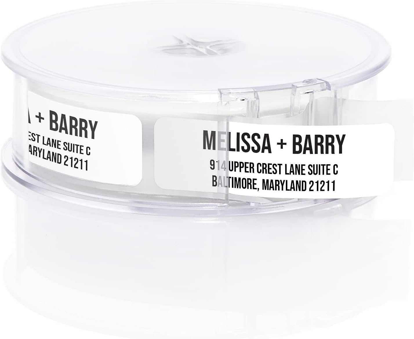 White Bold Rolled Address Labels/Roll of 250 Personalized Address Labels/Designer Return Address Stickers in Elegant Plastic Dispenser