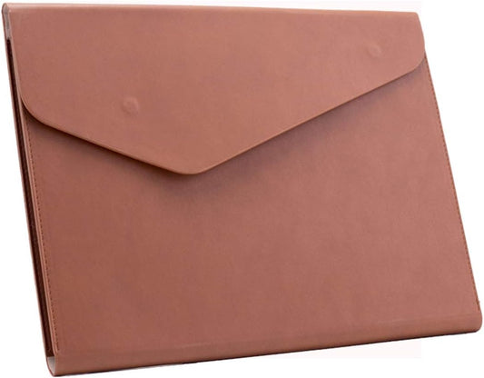 Enyuwlcm PU Leather A4 File Folder Document Holder Waterproof Portfolio Envelope Folder Case with Invisible Magnetic Closure Brown