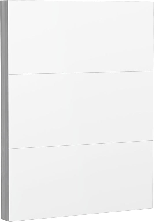 50-Sheet Pack Of 110lb White Cardstock Thick Perforated Paper, 8.5x11 With 3 Per Page - 3.66x8.5 - Blank Heavy Weight Cover Card Stock - 50 Sheets With 150 Cards (3up - 3.66x8.5)