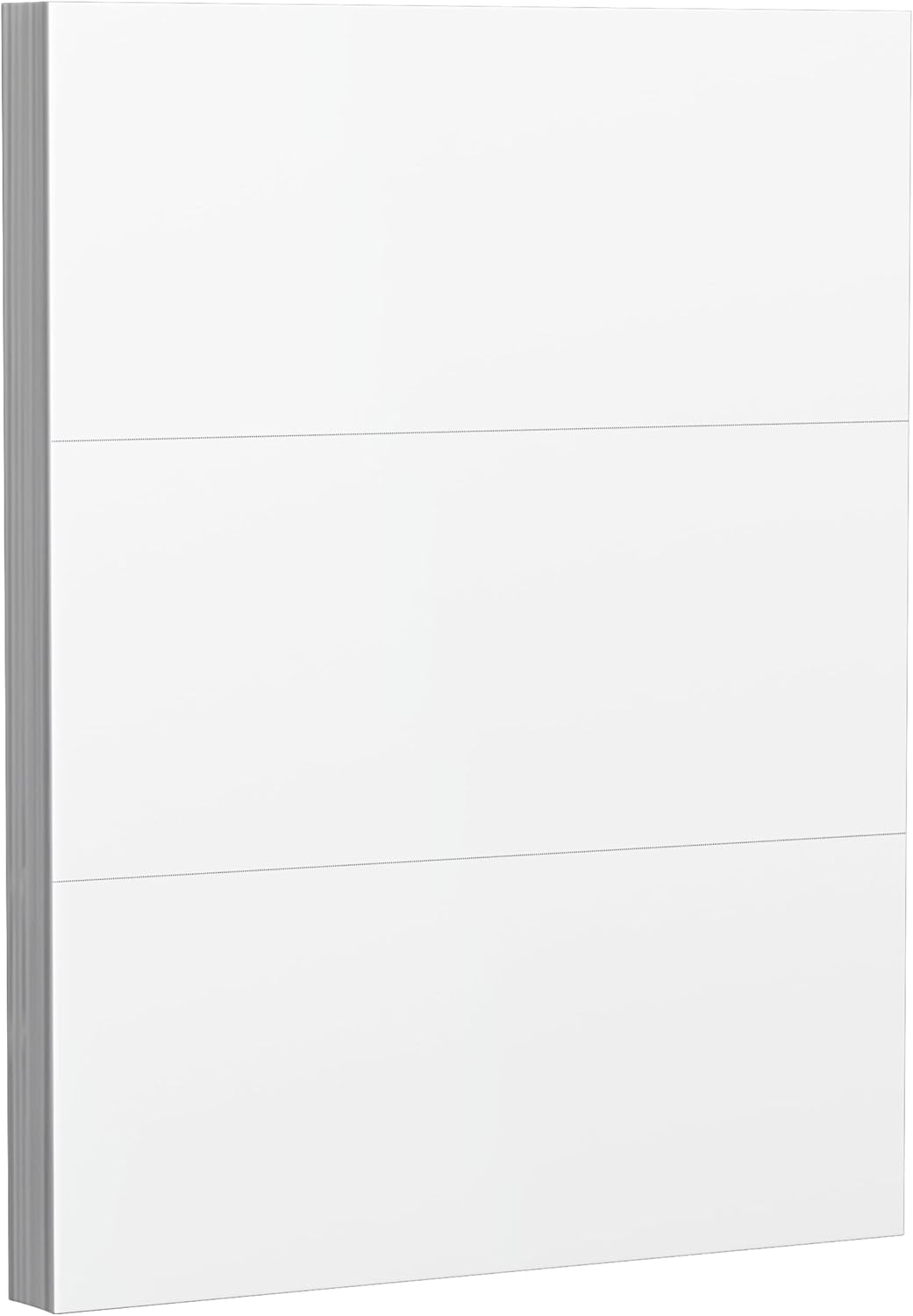 100-Sheet Pack Of 110lb White Cardstock Thick Perforated Paper, 8.5x11 With 3 Per Page - 3.66x8.5 - Blank Heavy Weight Cover Card Stock - 100 Sheets With 300 Cards (3up - 3.66x8.5)