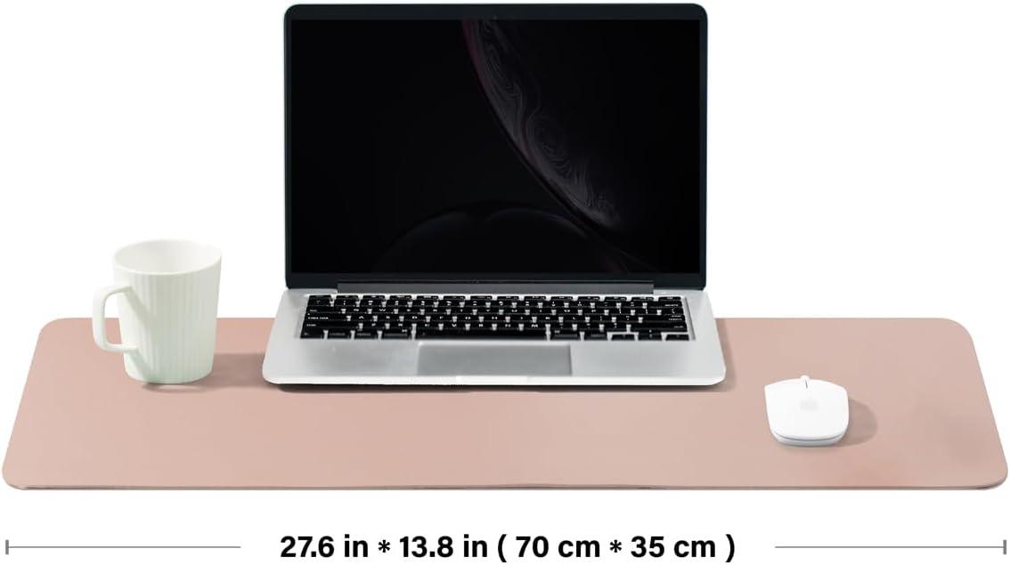 Leather Desk Mat - Non-Slip PU Desk Pad for Office and Home - Desk Organization and Accessories - Ideal for Large Mouse Pad and Desk Mats on Top of Desks (Pink,27.6"x 13.8")